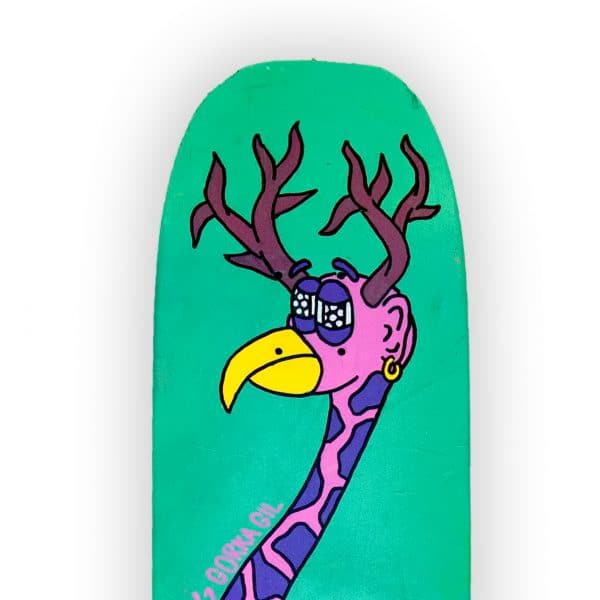 Horny Flamingo - tabla de skate pintada a mano - Gorka Gil